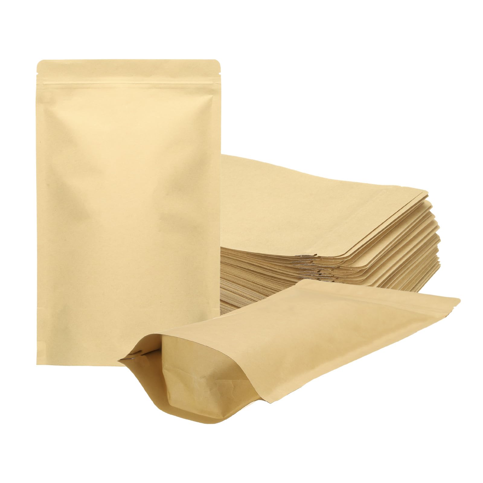 Пакеты uxcell 50 шт., герметичный бумажный пакет Kraft Stand Up, герметичный пакет из фольги, герметичный пакет, пакет с застежкой-молнией, упаковка для хранения продуктов, образец, желтый, 7x11,8 дюйма