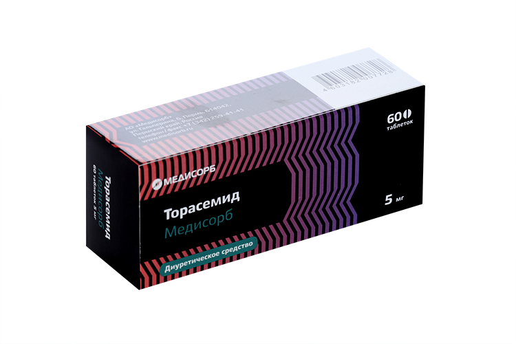 Торасемид Медисорб 5 мг, 60 шт, таблетки